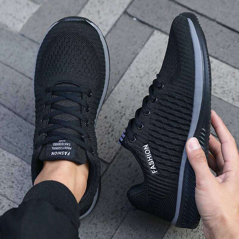 Men's Mesh Running Sneakers Athletic Gym Lightweight Men Causal Shoes 2025 Fashion Breathable Knit Walking Footwear Size 39-46