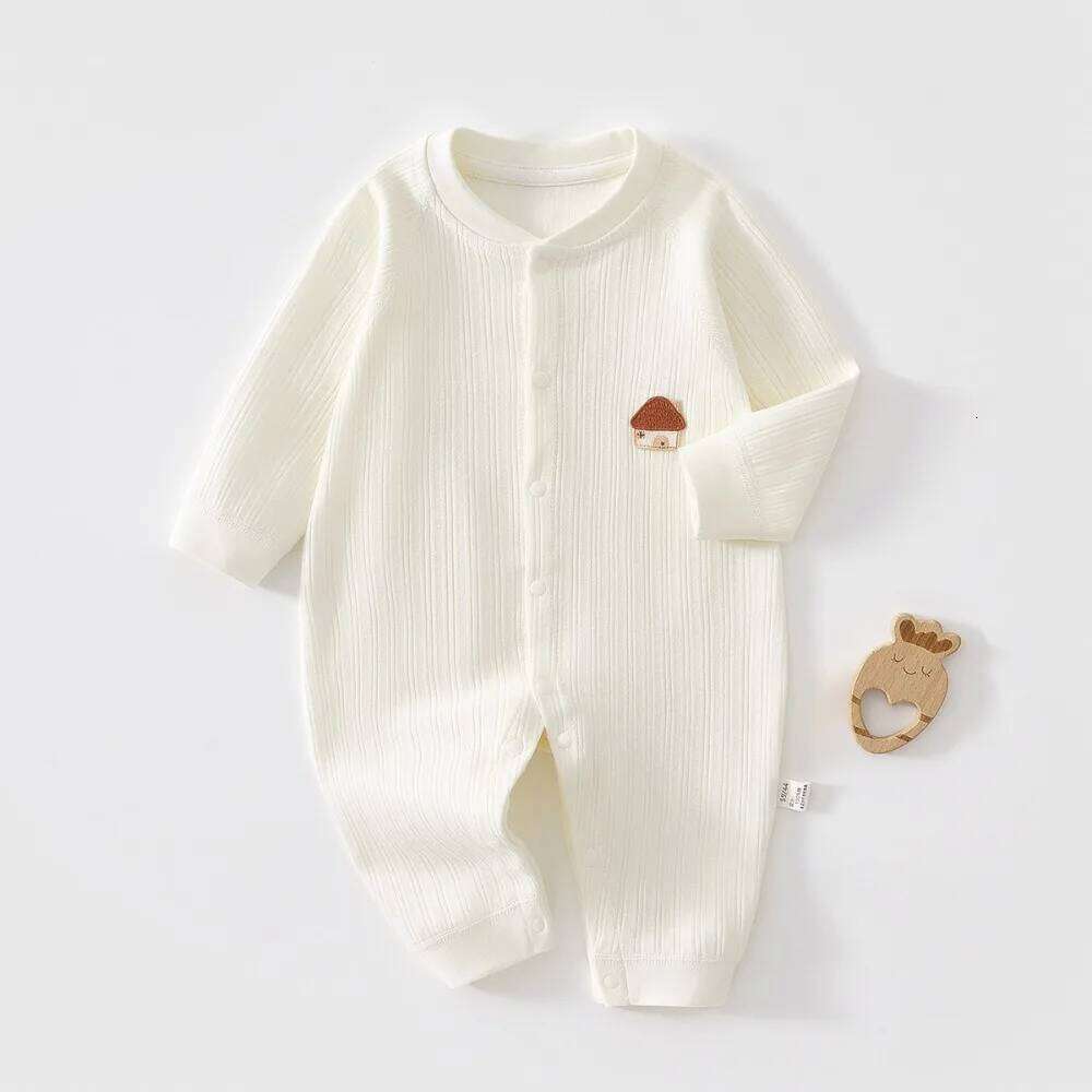AYNIGIELL 0-18M Clothes Autumn Pure Cotton Newborn Baby Single Breasted Jumpsuit Winter Underwear 26H0224