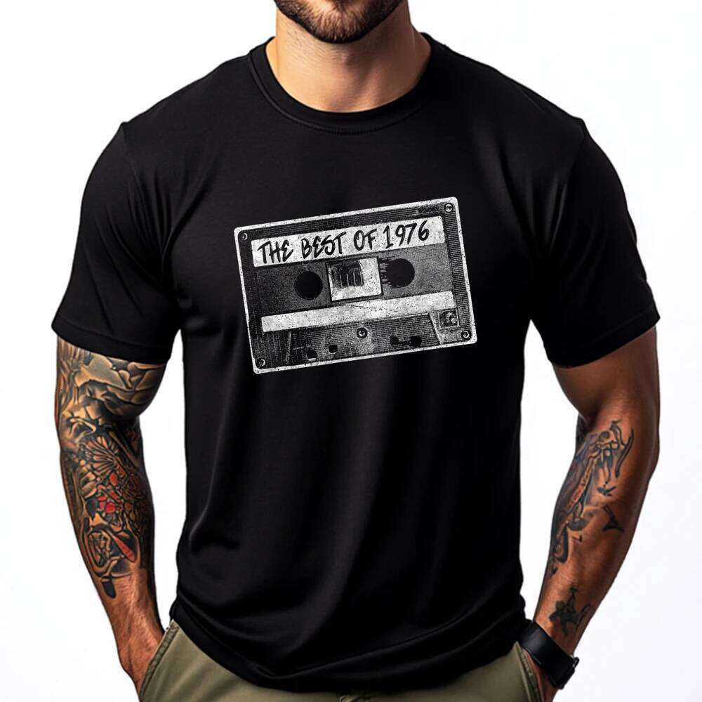 Vintage Cassette Tape Best Of 1976 Born Birthday Graphic Shirts Men Meme Tshirt Cool Fashion T Shirt H260224