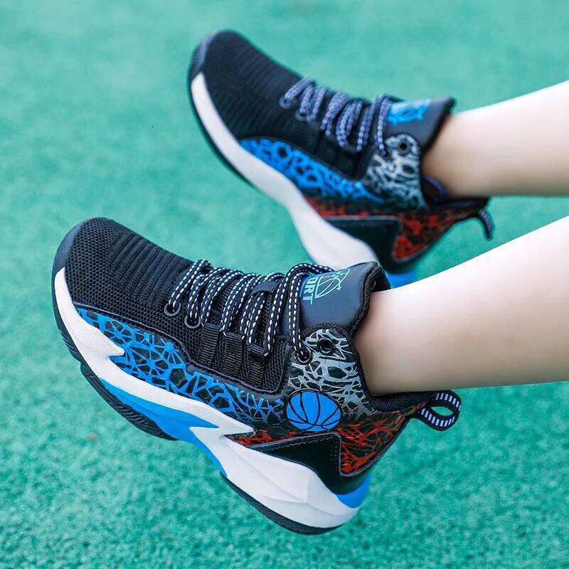 Children Breathable Flexible Light Anti-Collision Luxury Shoes Stable Rebound School Sports Basketball Boots 26W0224
