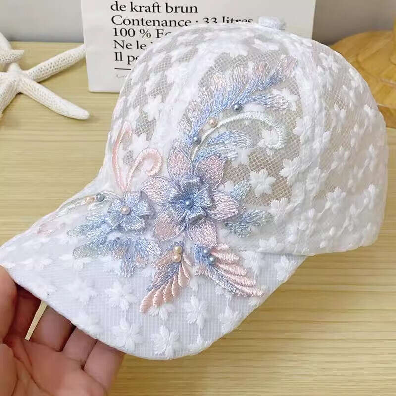 Lace floral baseball cap Gauze mesh with good air permeability Suitable for beach vacations and summer trips