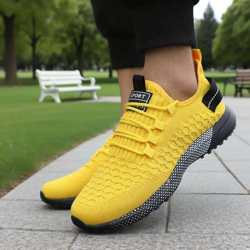 Trendy Patterned Net Men's Athletic Shoes Lightweight Breathable Stylish Woven Sneakers High Performance Mesh Men Training Kicks