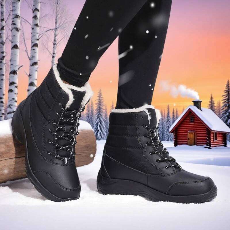 Women Platform Winter High Quality Warm Snow Outdoor Waterproof Hiking Shoes Lace-up Comfortable Ankle Boots