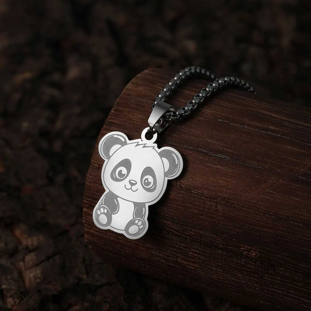 Kinitial Stainless Steel Necklaces Cute Chinese National Treasure Panda Pendant Choker Clavicle Chain Fashion Jewelry For WomenXJ260224
