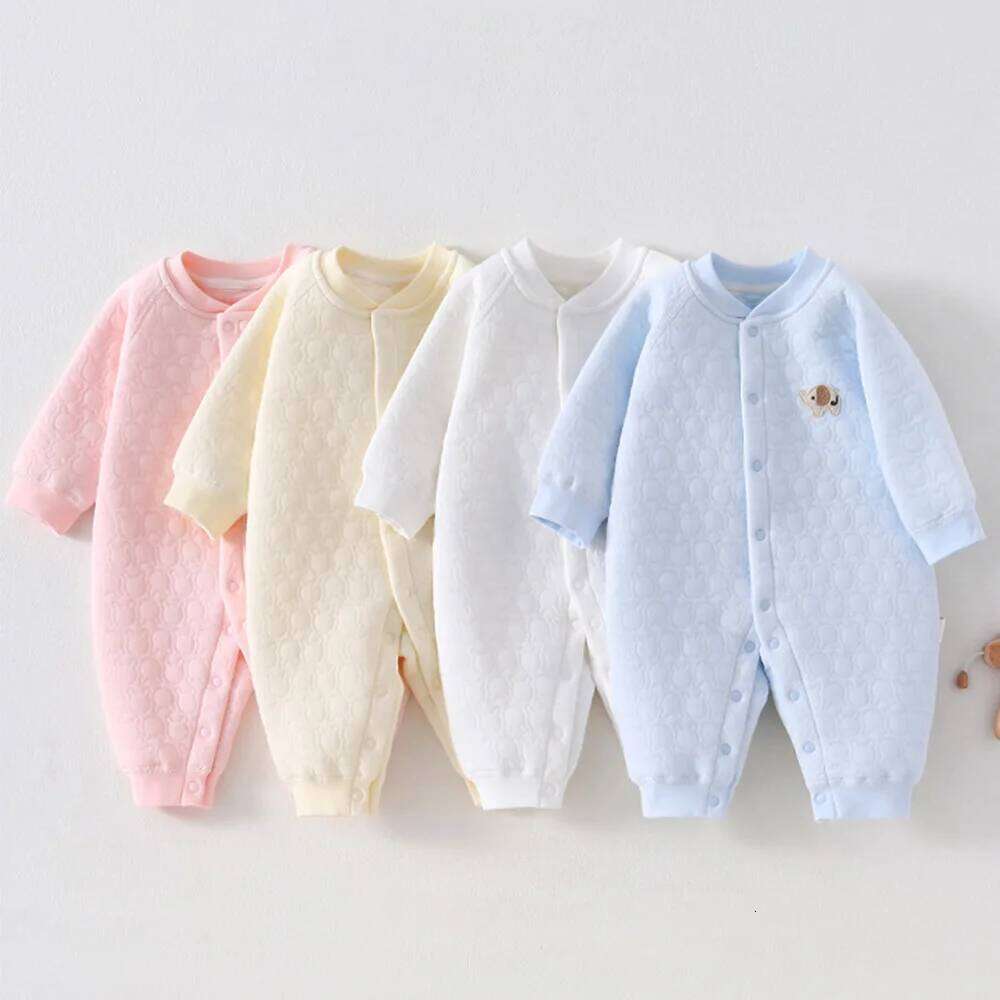Boutique Clothing Boy Long Sleeve Romper Quilted Warm Autumn Winter Baby Girl Jumpsuit Unisex Newborn Infant Clothes 26H0224