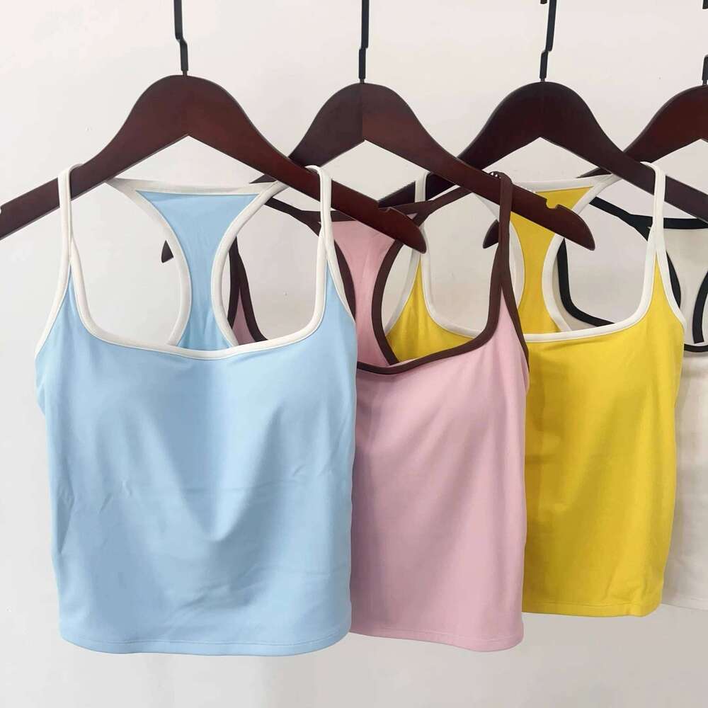 Fixed chest cushion, contrasting color, fine strap, beautiful , sports bra, women's suspender, underwear, yoga clothes, fitn 26Y0224