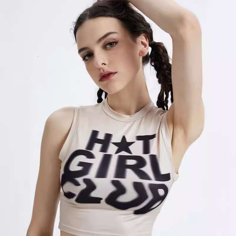 European And American Retro Y2k Creative Letter Print High Street Sexy Summer Sleeveless Crop Top