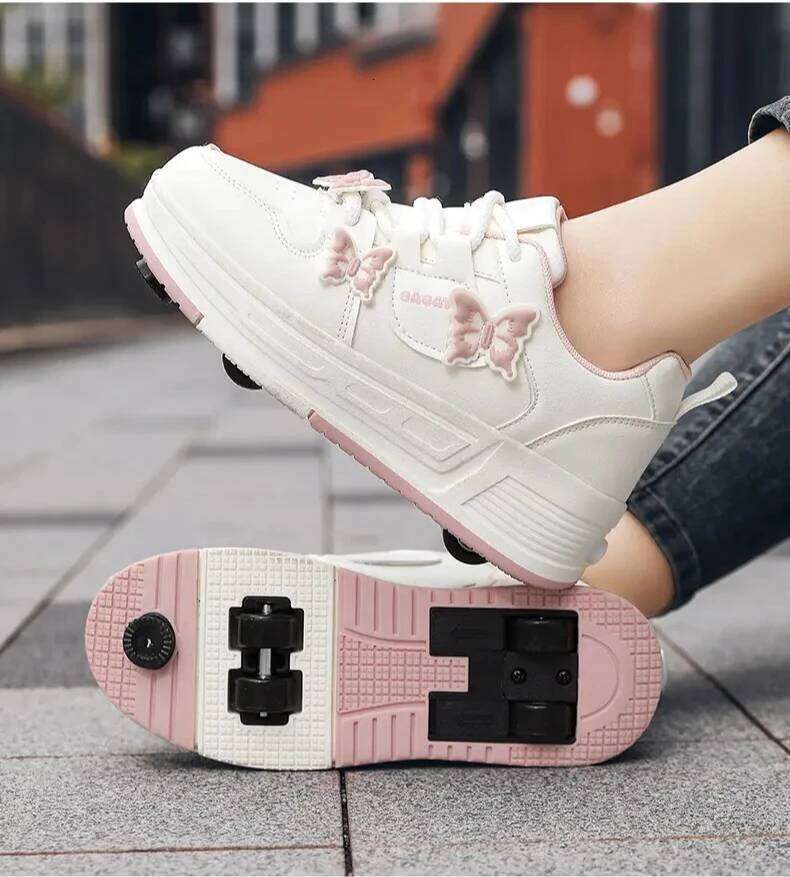 New 4-wheel with brakes and butterfly patterns Children's outdoor walking shoes kids sneakers 26W0224