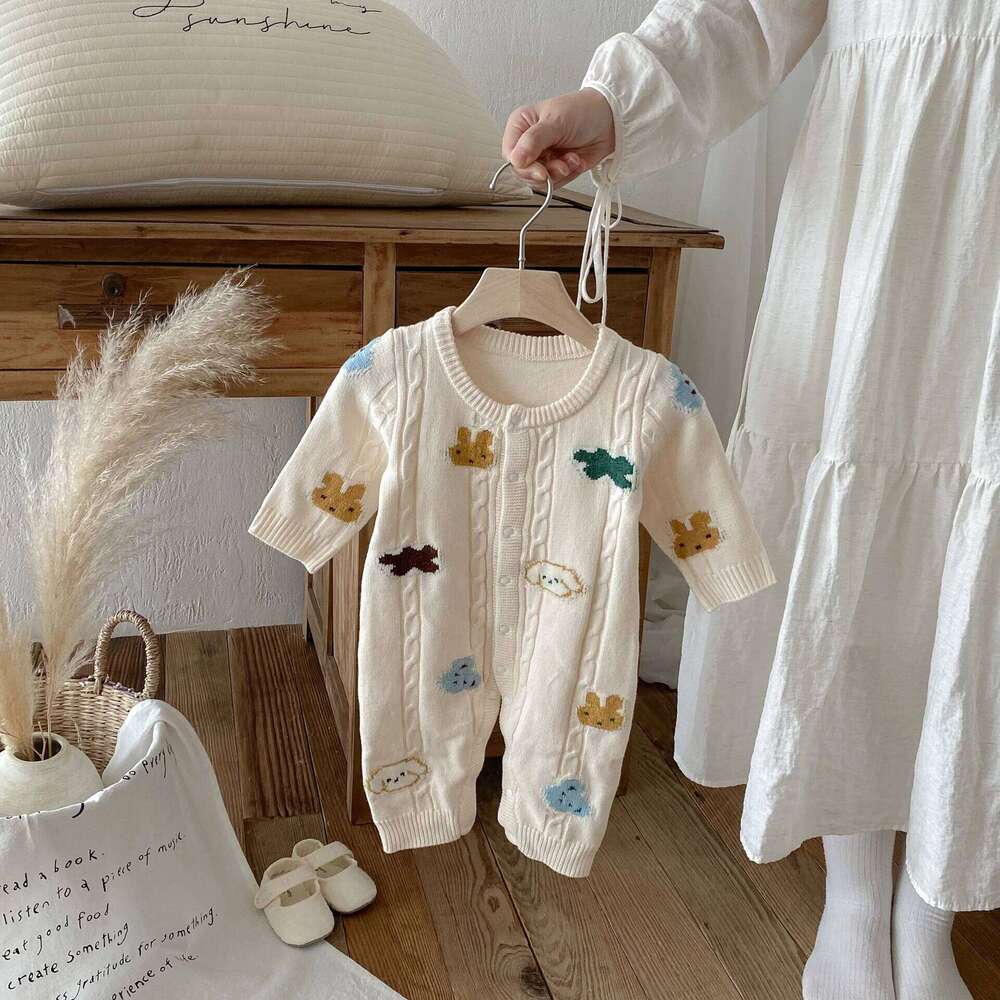 Baby Autumn Winter New Jumpsuit for Boys and Girls Long Sleeve Knitted Climbing Clothes 26Y0224