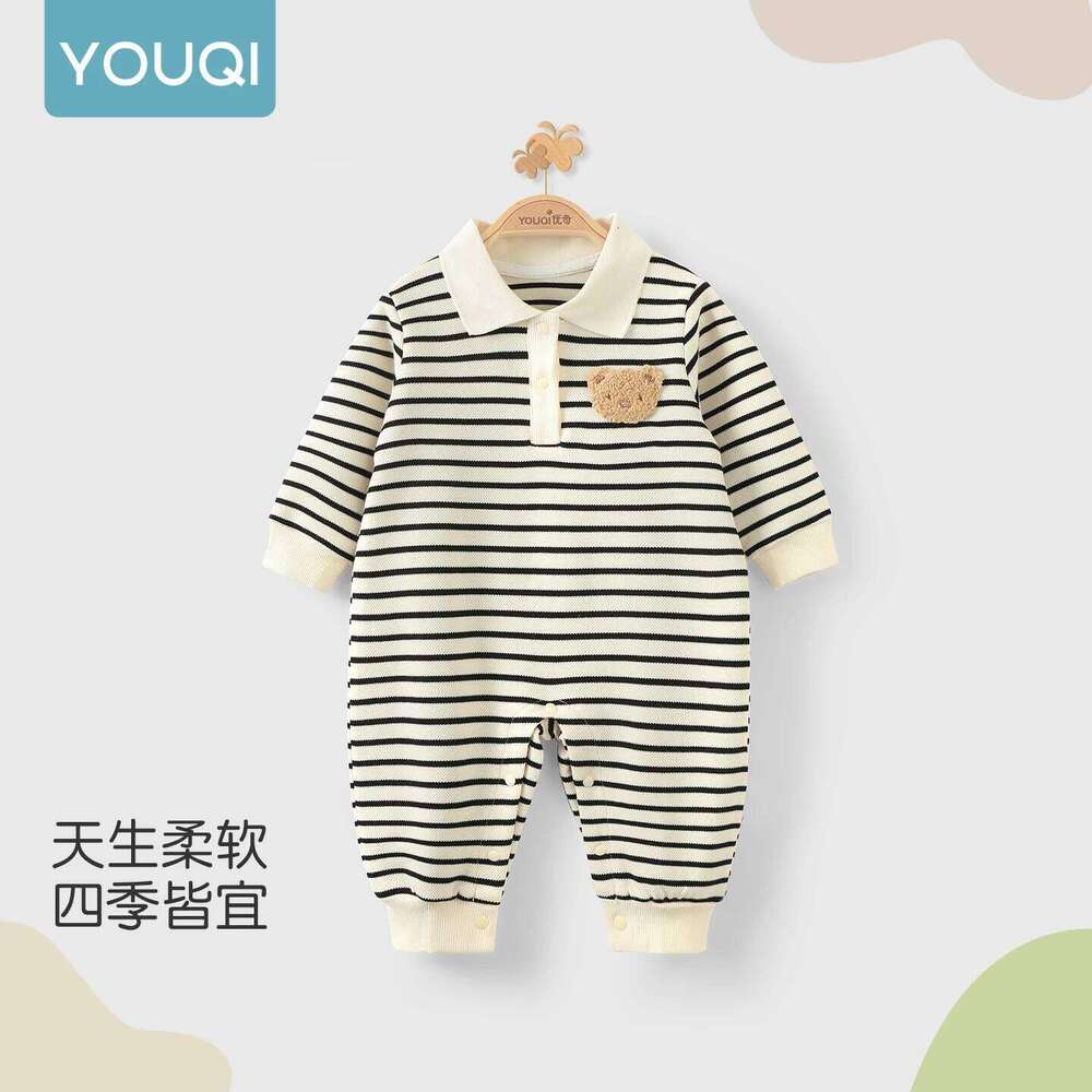 YouqiBaby Spring Autumn Romper, Baby Clothes, Long-Sleeved, Super Cute and Adorable Striped Jumpsuit, Outdoor Wear, Crawling Suit 26Y0224