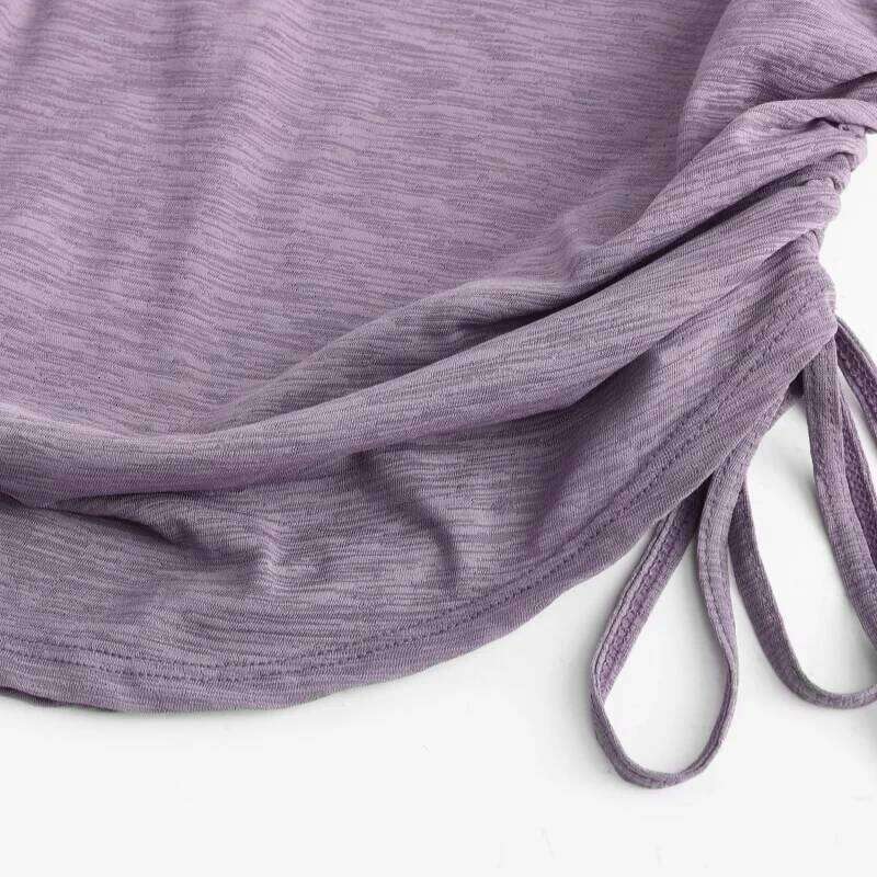 DRUR Elegant Thin Yoga Tops Women With Open Ruched Side Dance Ballet Shirt Casual Long Sleeve Top For Street Travel 26Y0224