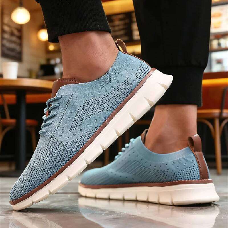 Men's Outdoor Casual Mesh Breathable Knit Lightweight Anti-Slip Sole Comfortable Walking Shoes 2025 Sneakers Men