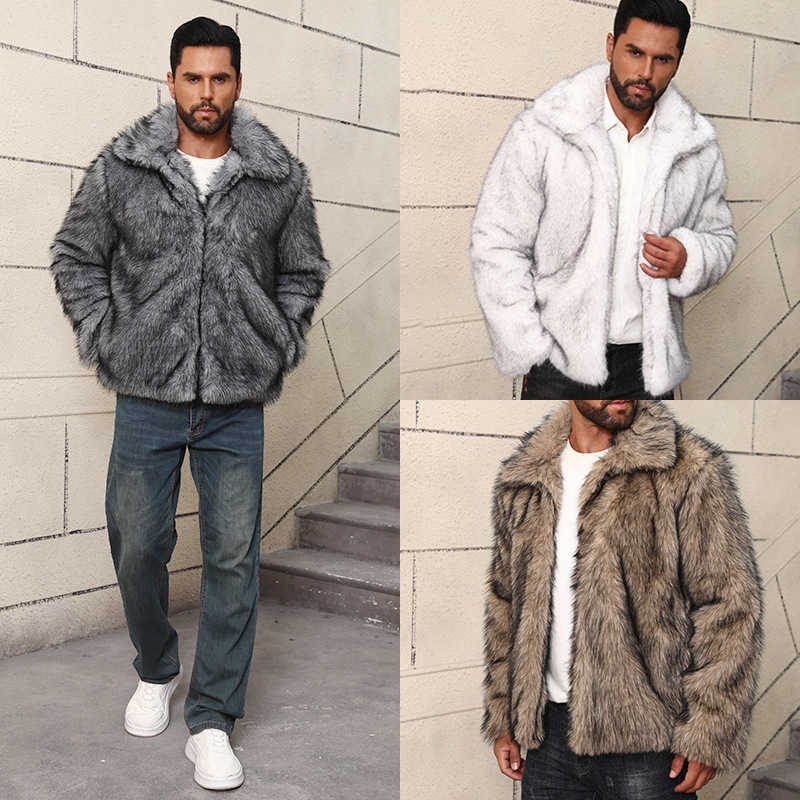 Men's Three-Color Faux Fur Short Jacket Autumn/Winter New Arrival: Collared Fashionable Casual Men's Premium Stylish Jacket