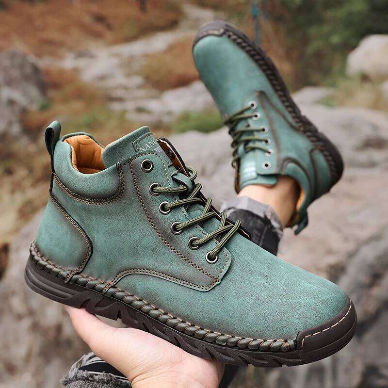 Men's Black High Top Ankle Boots Non-Slip Comfortable Casual Outdoor Sneakers for Spring Autumn 2025 Fashion Botas Hombre