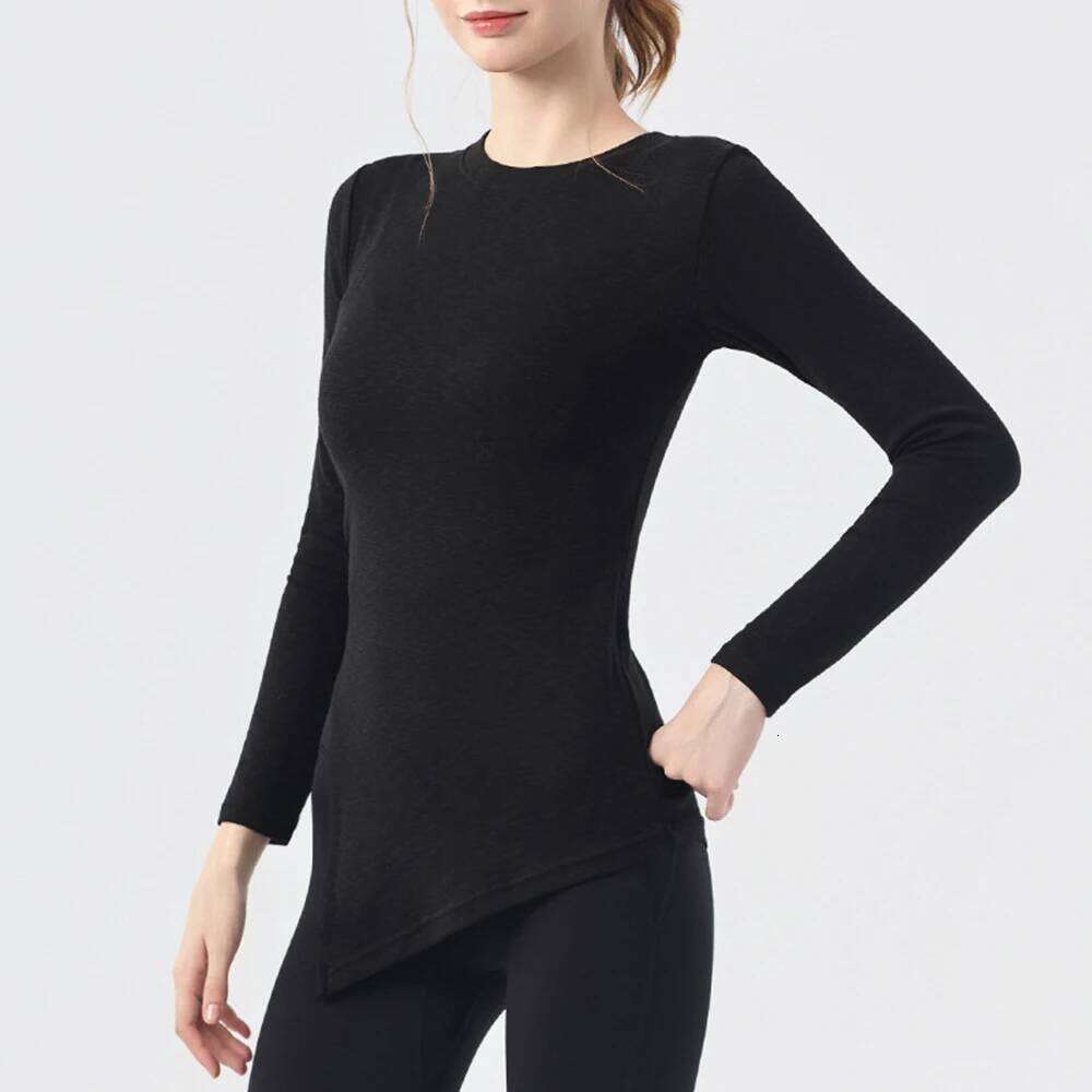 Women's Yoga Cover Up Long Sleeve, Side Slit Loose Fit Tunic, Fall Pilates Loungewear Top 26Y0224