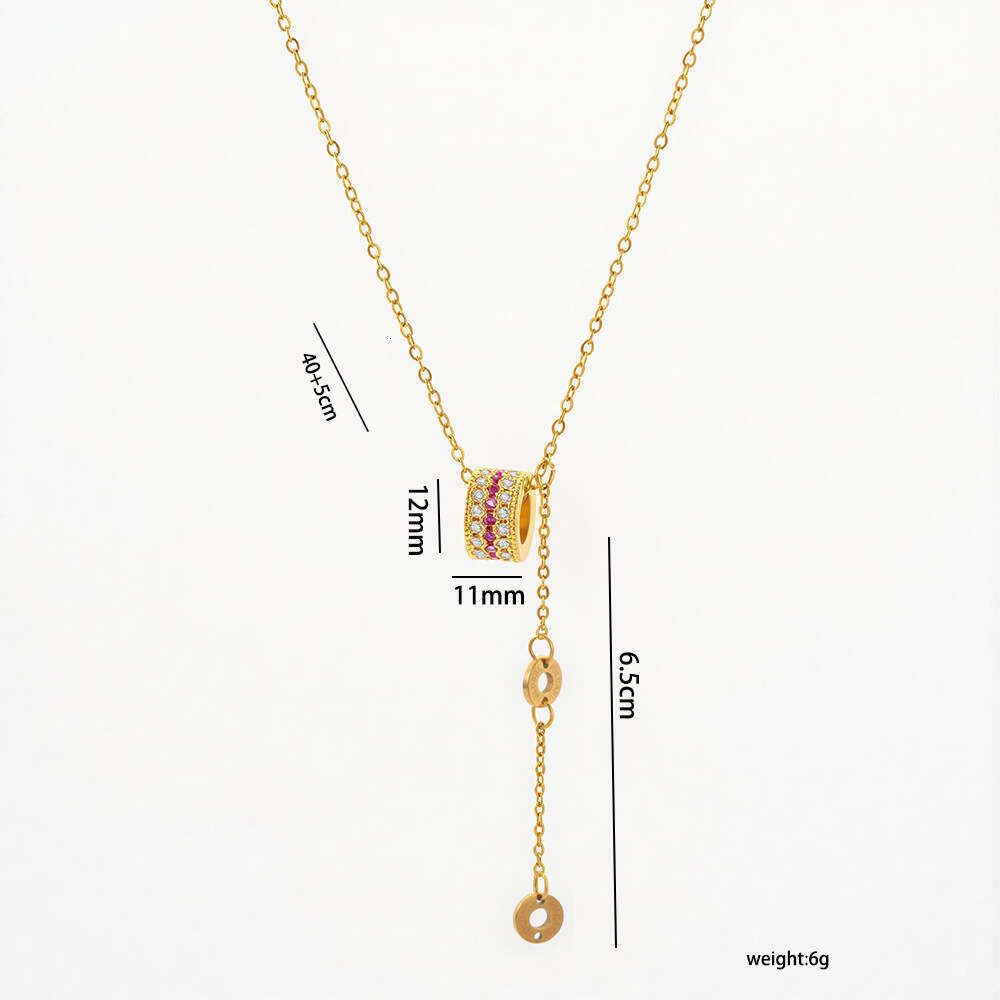 Slim Waist Road Trip Titanium Steel Necklace High-End Women's Inlaid Light Luxury Style Collarbone Simple Versatile Neck Chain