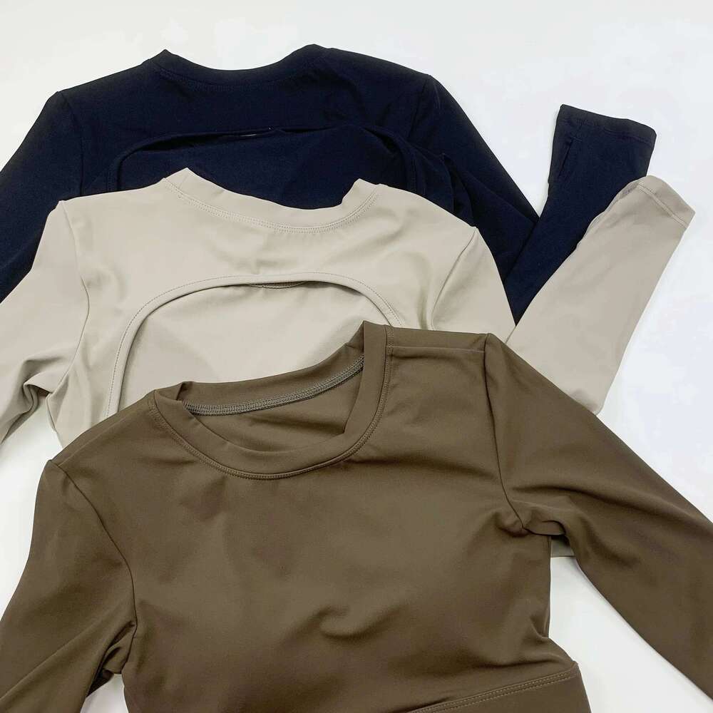 Women's Yoga Top with Chest Pads, Tight-fit Pilates Slimming Sports Long-sleeve Running Quick-dry Training Fitness Wear 26Y0224