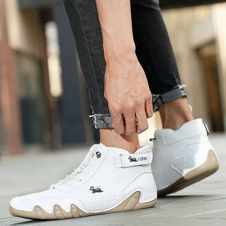 Men's High Top High-quality Leather Modern Appearance Ankle Support Luxurious Bare Boots Daily Fashion Street Style Shoes