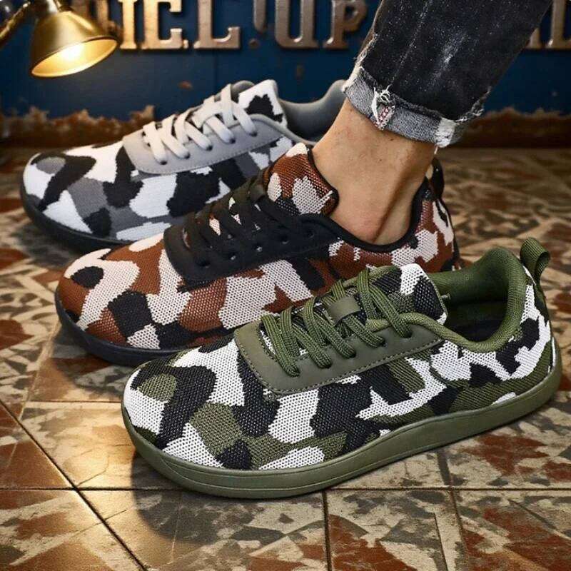 Camouflage Wide Toe Shoes Comfortable Soft Sole Breathable Walking Sneakers Fashionable Trendy Outdoor Loose Training Men's Shoe