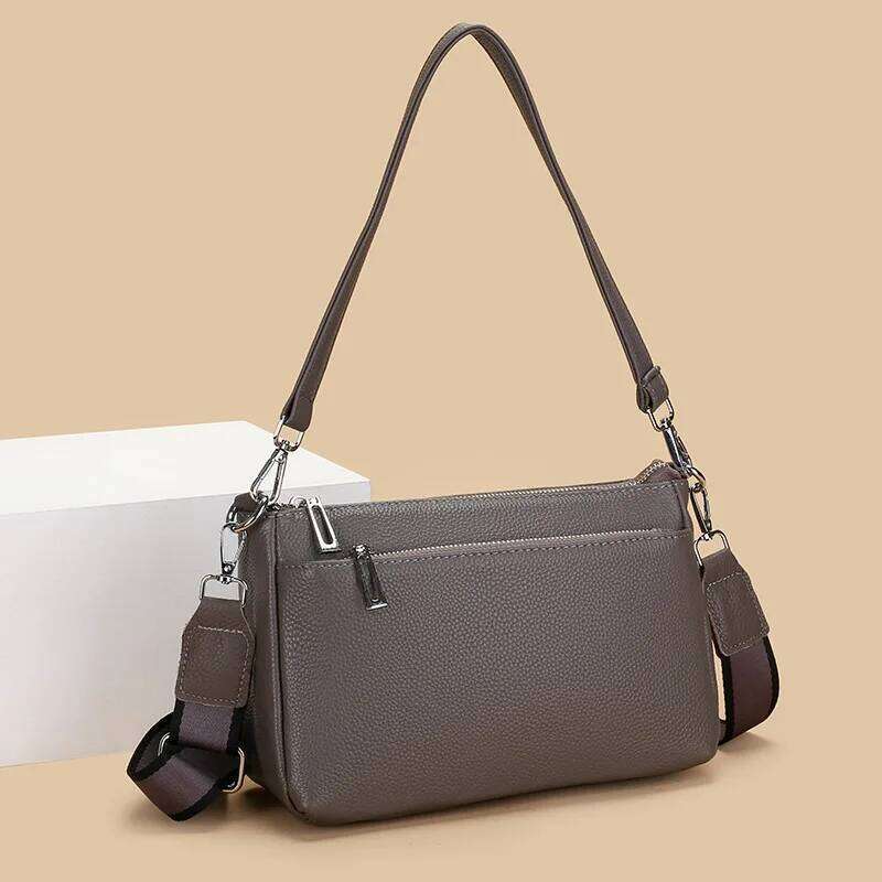 Split Leather women's shoulder 2025 new Korean style simple and fashion crossbody High quality cowhide underarm bag Z260224