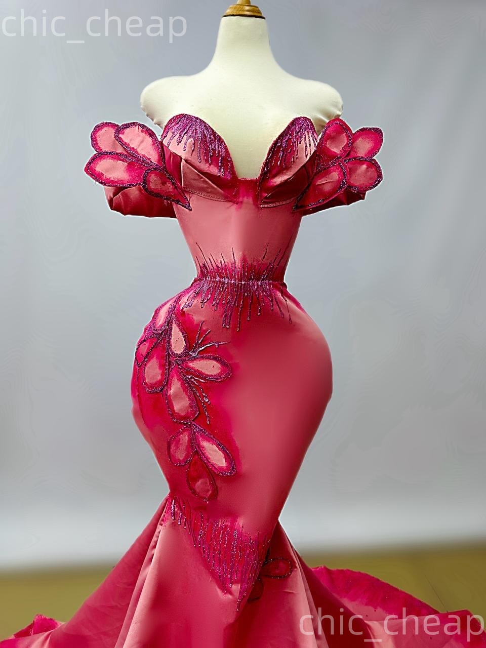 Aso Ebi Water Melon Mermaid Prom Dresses 2026 Florals Satin Printed Evening Formal Party Second Birthday Engagement Gowns Dress For Special Occasions