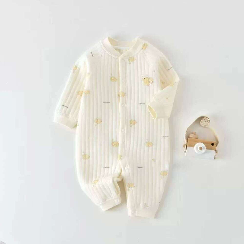 Baby Boy's Overalls 0-24M for Newborns Girls Quilted Air Cotton Onesie Animal Print Thickened Warm Soft Bodysuit 26H0224