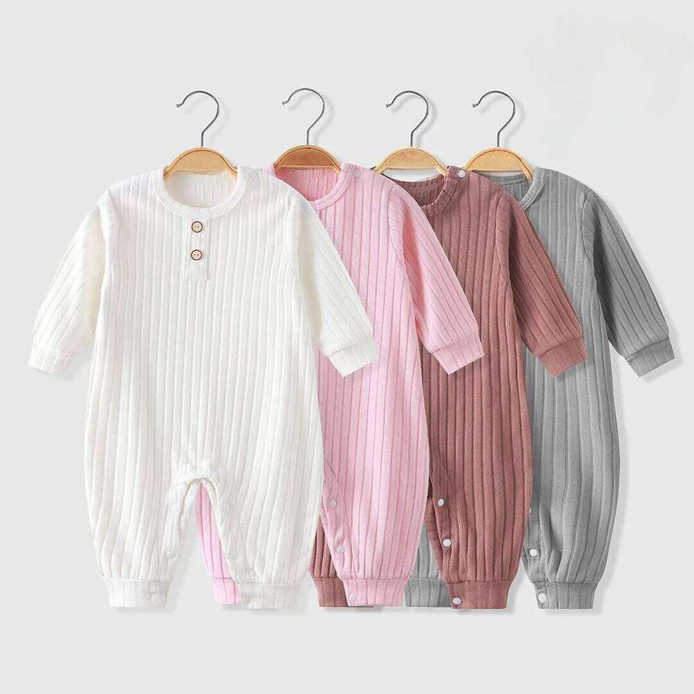 Somenie Unisex Long-Sleeve Onesie for Autumn Winter Boys' Girls' Baby Striped Romper Infant Outdoor Wear Trends 1-3-9-18M 26H0224