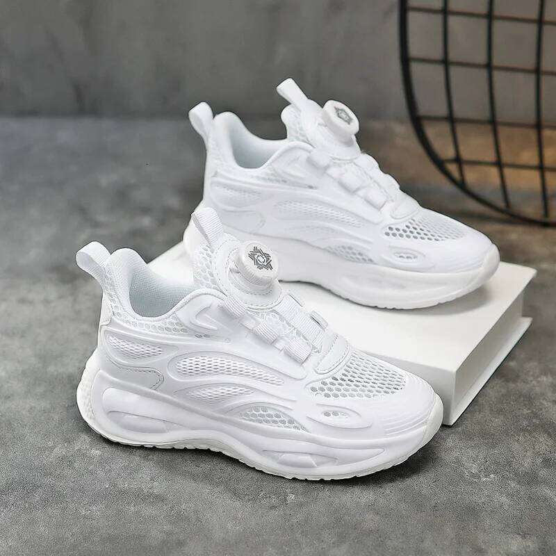 Kids Sneakers White Mesh Breathable Summer Comfortable Lightweight Casual Running 2025 Trendy Tennis Shoes for Children 26W0224