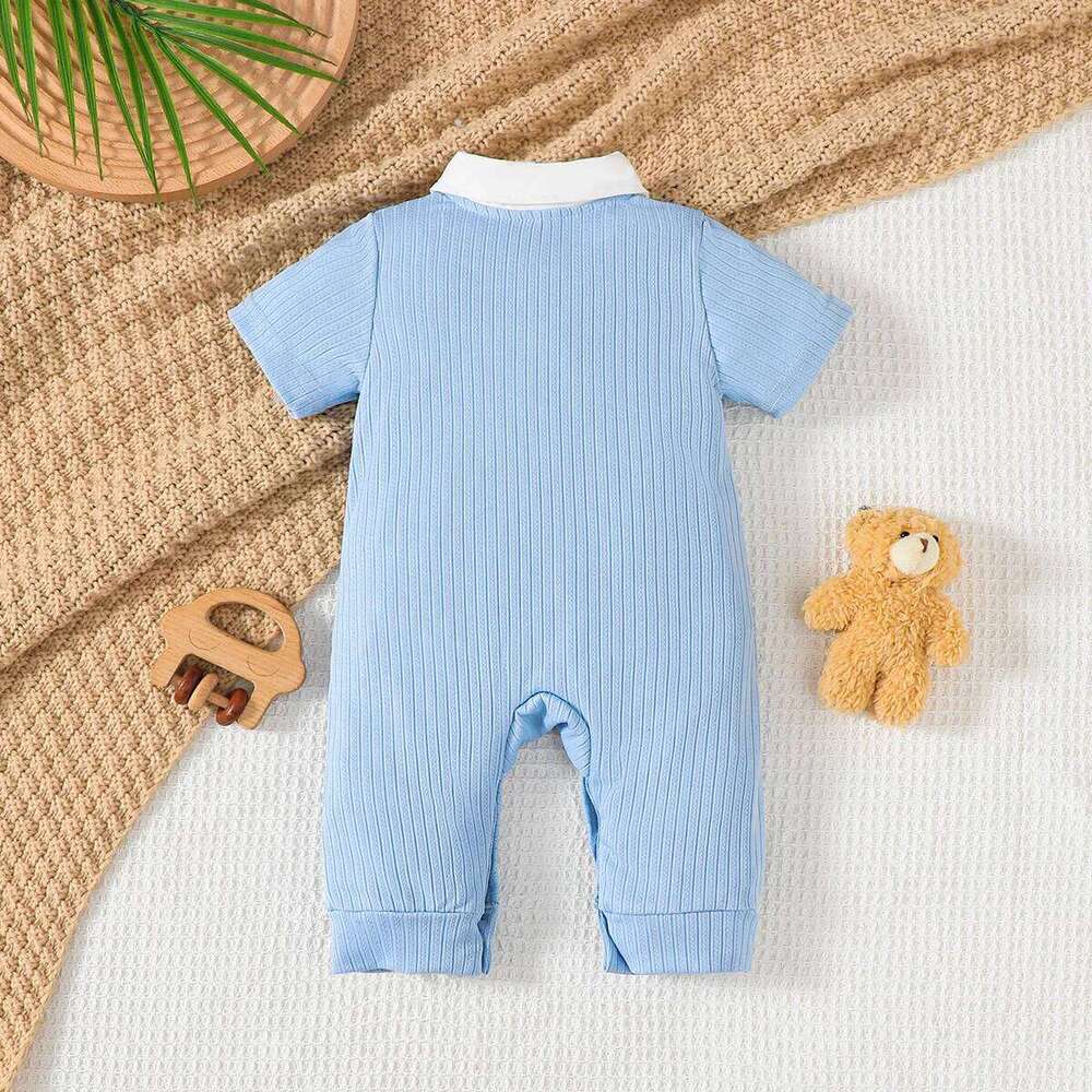 Newborn Cute Little Dear Short sleeved Jumpsuit 0-18 Months old Baby boy Summer Small Gentleman's clothing 26Y0224