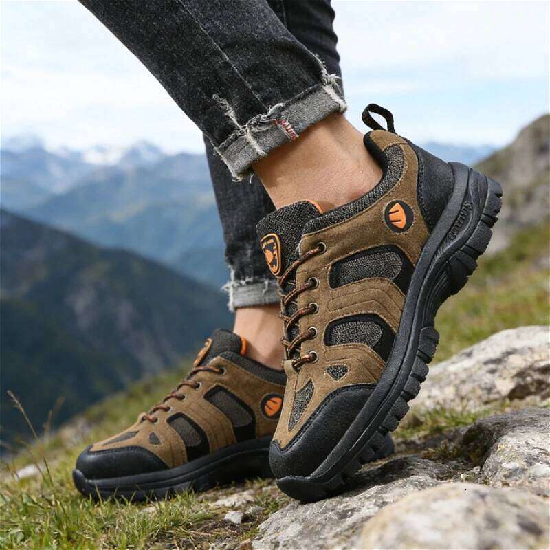 Adventure Ready Men's Outdoor Hiking Shoes Water-Resistant Fabric Anti-Skid Traction Lightweight Build Trekking Climbing Camping