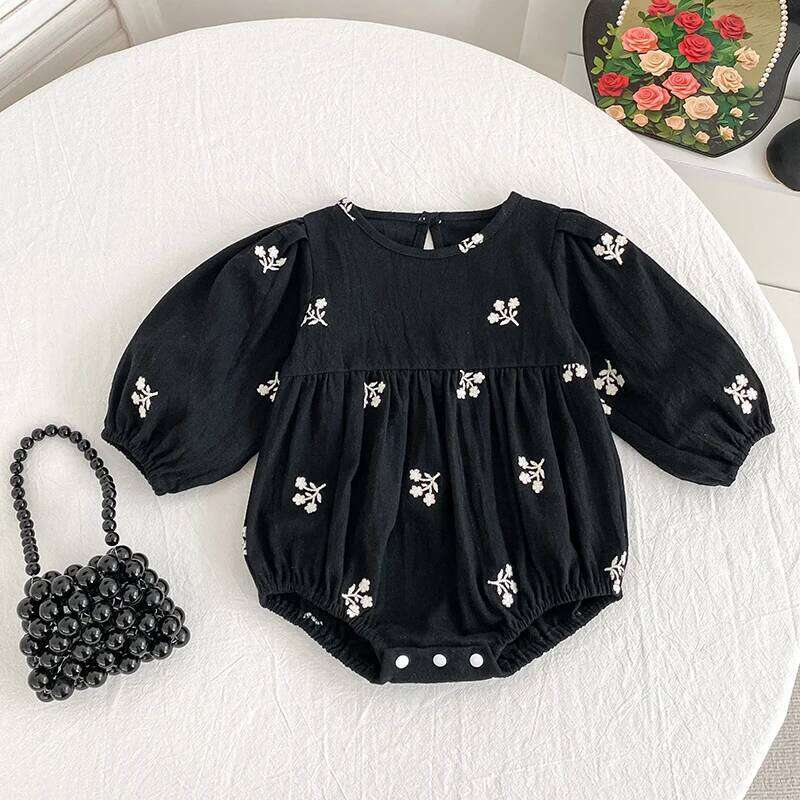 New Embroidered Bow Autumn Newborn Girls Romper Long Sleeve Jumpsuit Climb Clothes Baby Cotton Clothing 26H0224