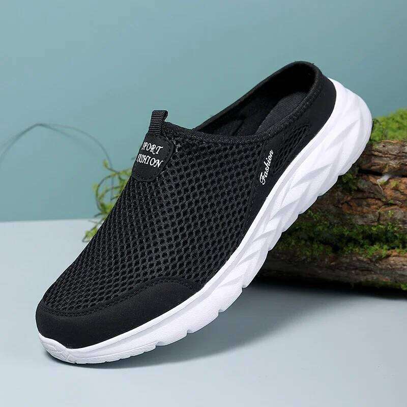 MAEDEF Half Outdoor High Quality Anti-slip Men Leisure Shoes Mesh Breathable Soft Comfortable Flat-bottomed Slippers