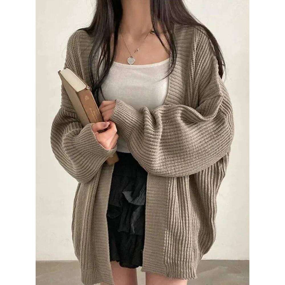 Mardi Hefxessdr Korean Women s Sweater Loose Sweaters Warm Solid Pullover Knitwear Basic Female Tops Autumn Winter Cardian