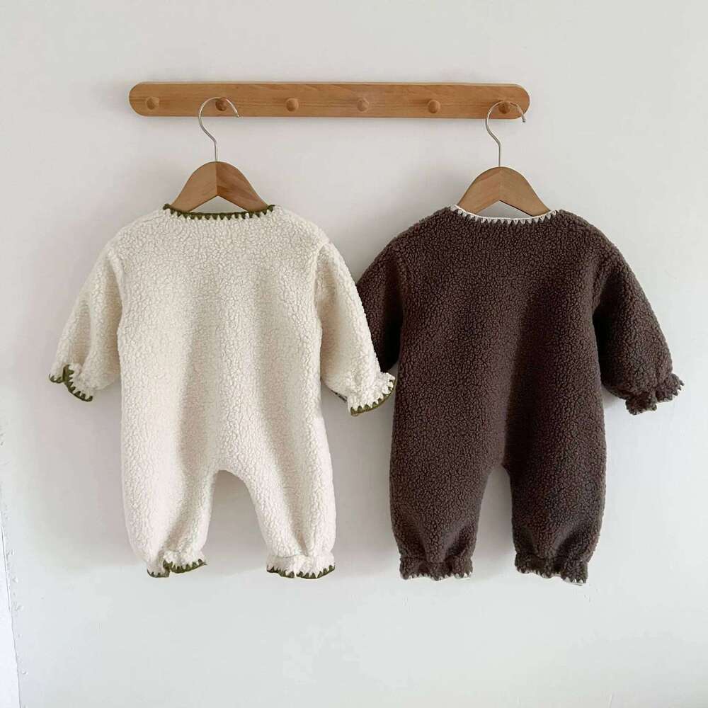 Plush Warm Romper Autumn Winter New Fleece for Baby Clothing Jumpsuit Long Climbing Clothes 26H0224