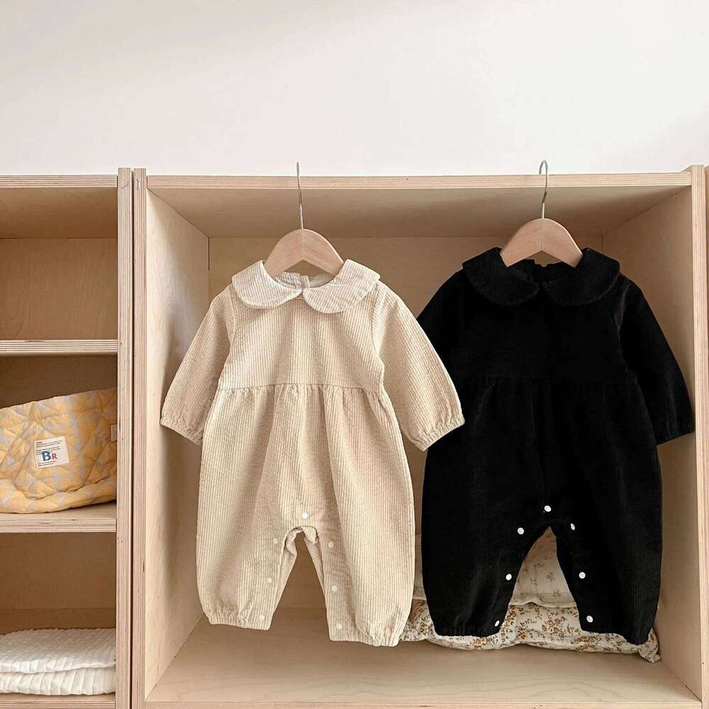Spring Autumn Newborn Infant Boys And Girls Corduroy Romper Long Sleeved Rompers Kids Onepiece Fashion Baby Clothing 26H0224