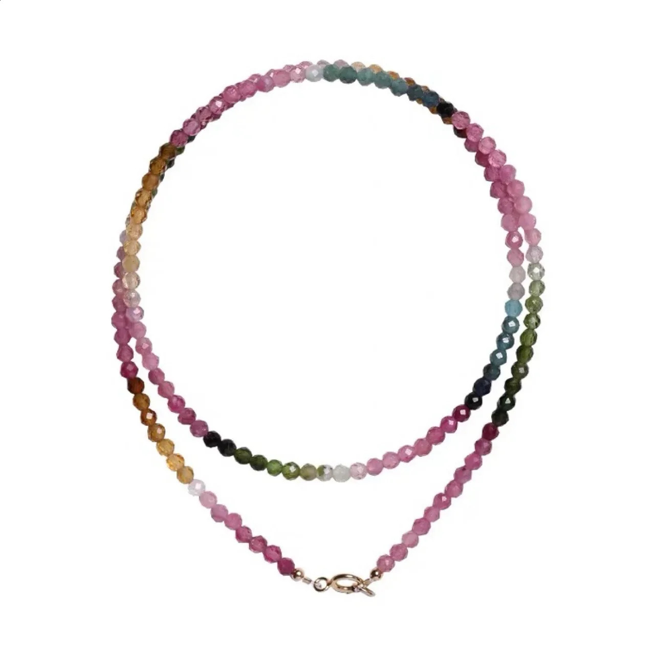 2mm Extremely Fine Natural Tourmaline Clavicle Chain Chokers Necklace Womens Rainbow Niche Sense Gradient Summer 260208