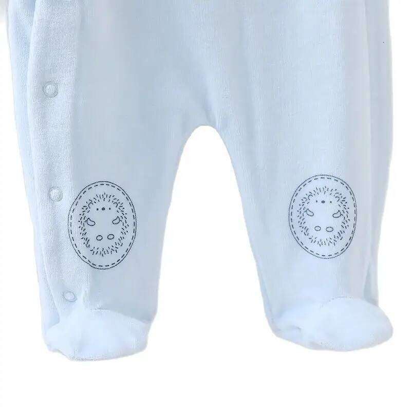 Newborn Baby Footed Romper Infant Side Opening Clothing Spring Winter Velour Jumpsuit Overall Long Sleeves Outfit 0-24M 26Y0224
