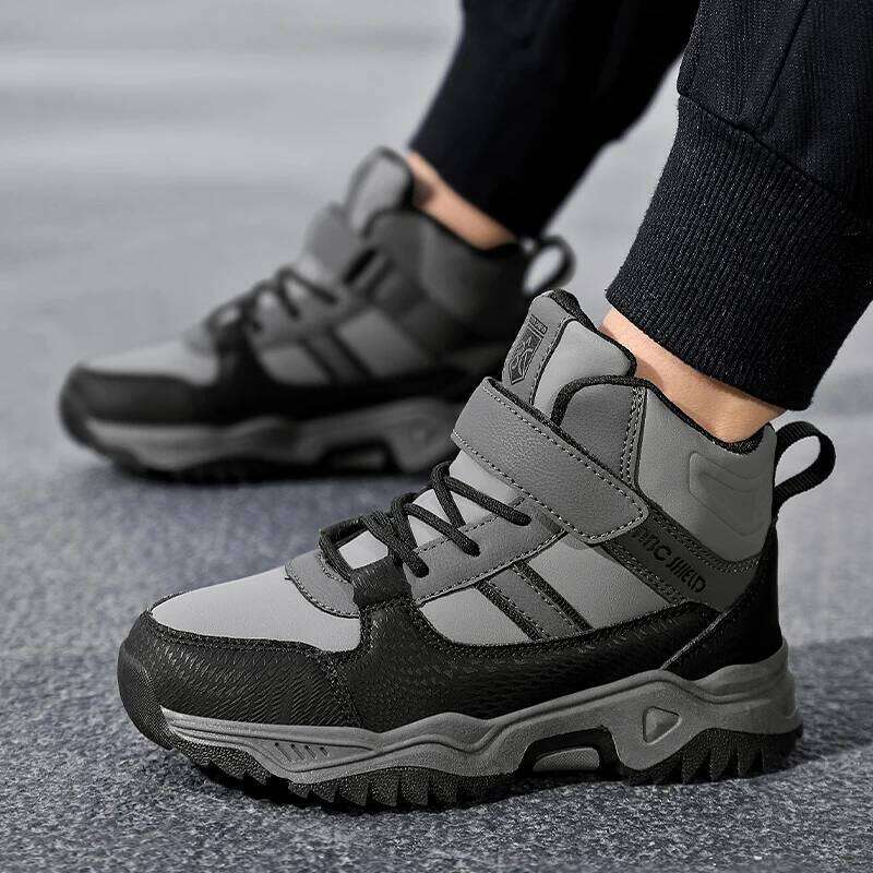 Children's Casual Sneakers Outdoor Sports Kids Hiking Leather Waterproof Climbing Boys/Girls Non-slip Trekking Shoes 26W0224