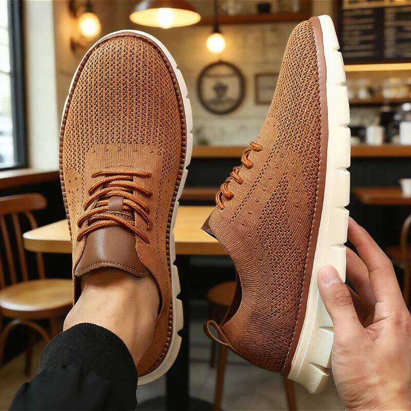 Men's Outdoor Casual Mesh Breathable Knit Lightweight Anti-Slip Sole Comfortable Walking Shoes 2025 Sneakers Men