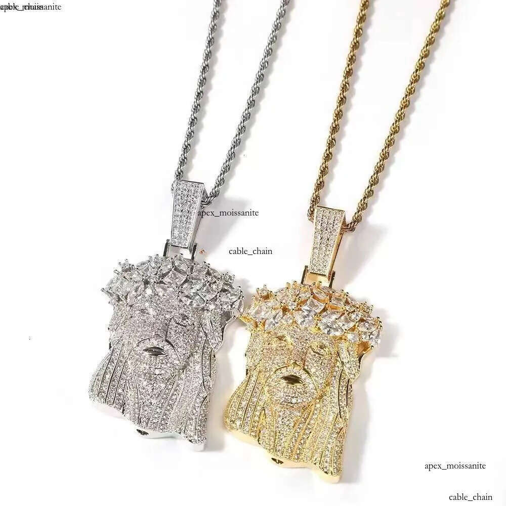 necklace moissanite chain Jesus Pendant with 13mm Moissanite Cuban Chain Necklace Hip Hop Jewelry for Men Gift 15