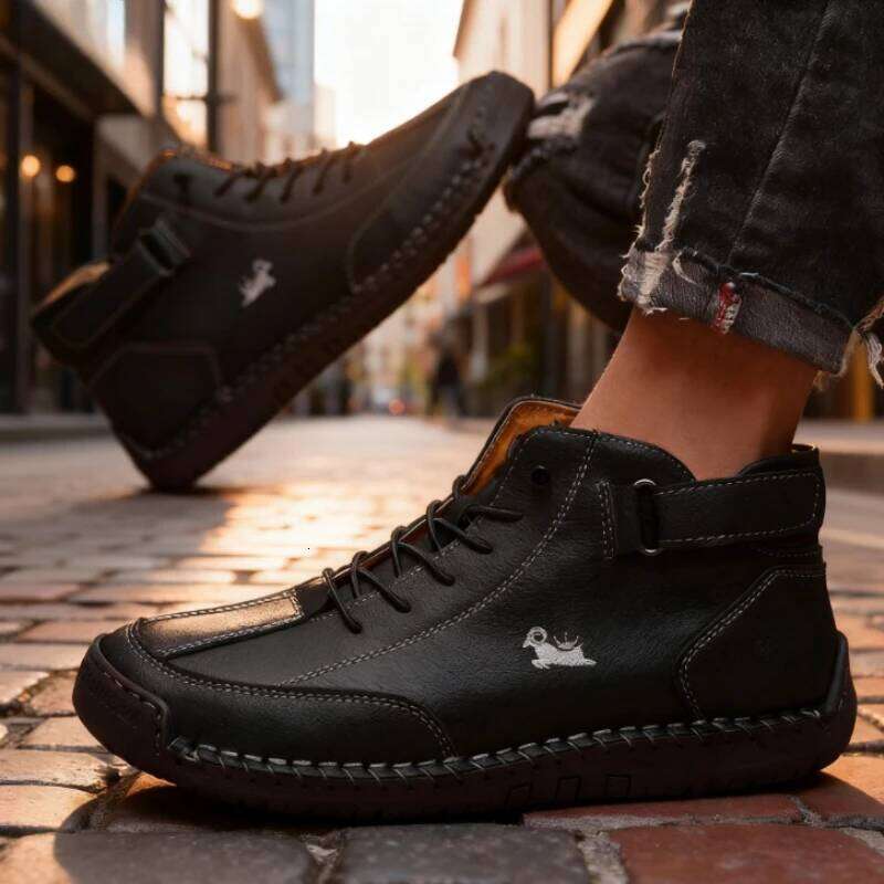 Barefoot Handmade Leather Boots for Men Spring Autumn Comfortable Soft Walking Loafers Fashion Retro Anti Slip Zero Drop Shoes