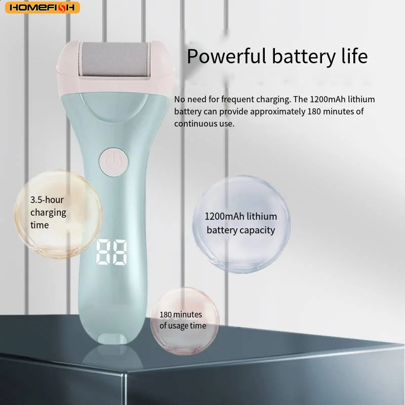 HOMEFISH Electric Pedicure Foot USB Rechargeable Power Display Grinding Exfoliator Replacement Heads For Heel Callus r 260126