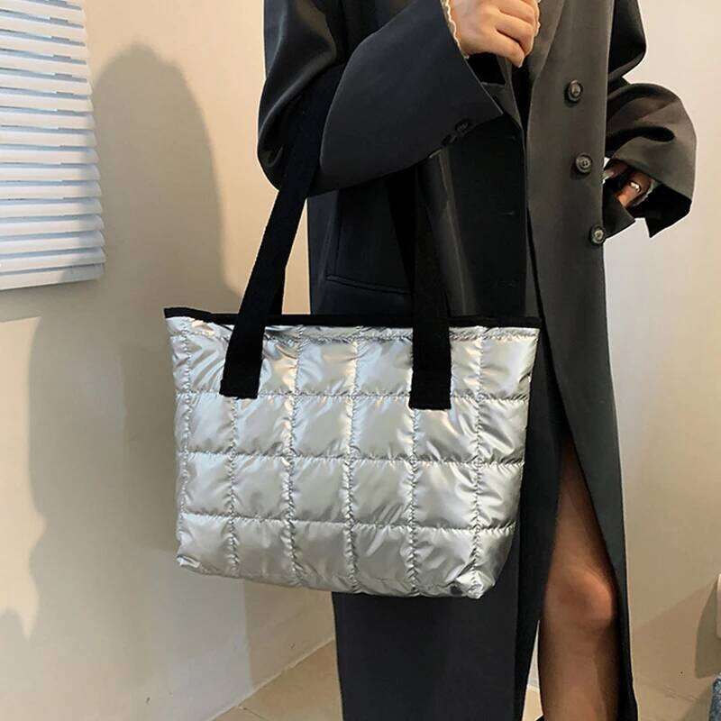 Space Pad Cotton Tote Handbags Fashion Winter Quilted Travel Shoulder Bags For Women Large Capacity Waterproof Shopping Purse Z260224