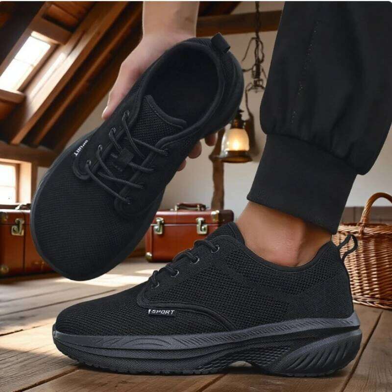 Wide Toe Thick Men's Shoe Breathable Mesh Comfortable Barefoot 2025 New Outdoor Camping Soft Soled Running Shoes