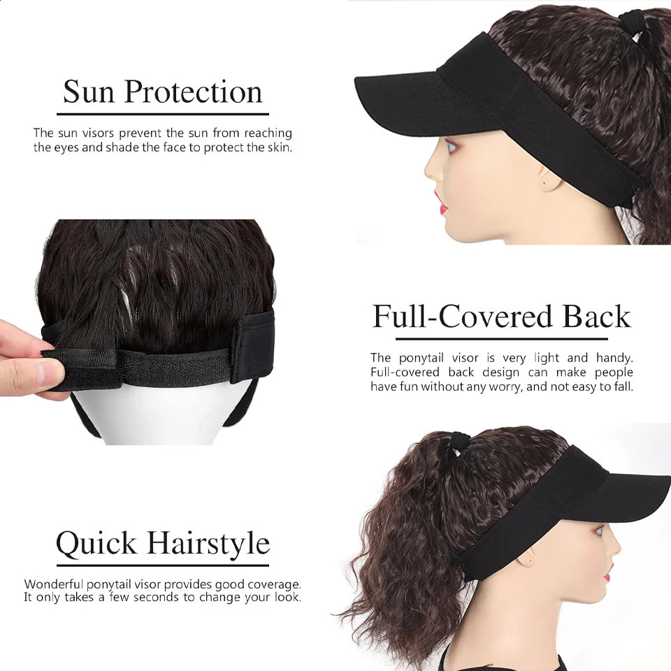 High Temperature Fiber Synthetic Curly Wave Ponytail Wig with Adjustable Buckle Net Baseball Cap - Sporty for All People 260207