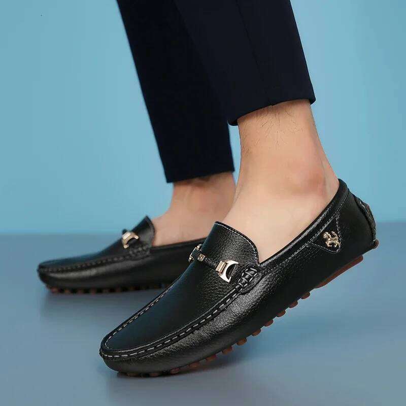 Men's Leather Drving Soft Comfortable Slip on Office Man Formal Shoes Wedding Party Casual Shoe Breath Lazy Loafers