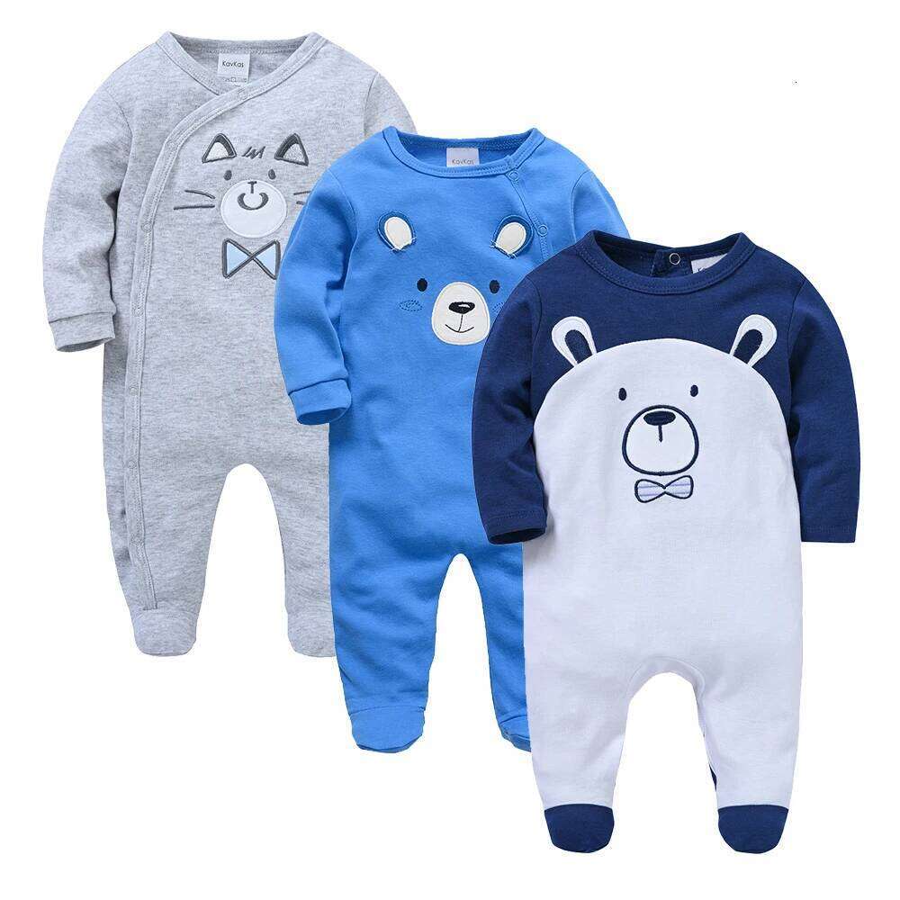 KAVKAS 1/2/3 Pcs Baby Boys Rompers Print Overalls Cotton Infant Clothing Kids Jumpsuit Newborn Pajimas 0-3 Months 26H0224