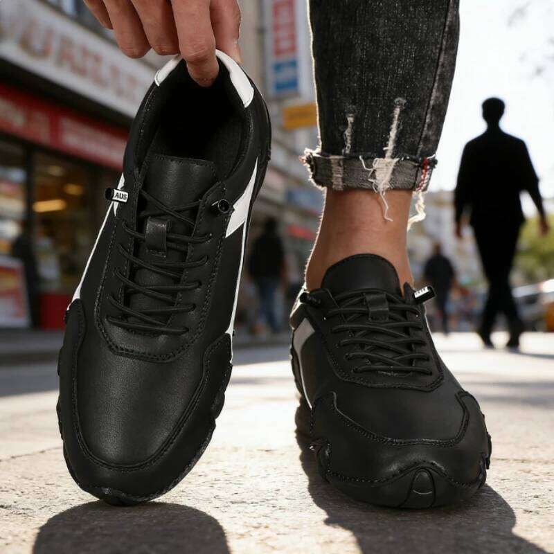 New Men's Flat Casual Handmade PU Leather Comfortable Loafers Outdoor Retro Anti Slip Workwear Shoes Men Zapatillas Hombre