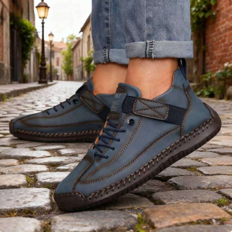 Men's Mid Top for Spring British Style Retro Anti Slip Loafers Soft Soled Handmade Leather Casual Flat Men Nude Boots 2025