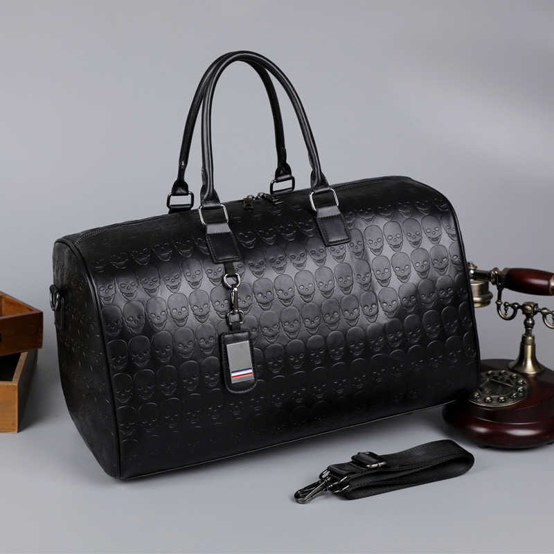 Fashion Design Luggage Bag Embossed Travel Tote Skull Design Handbag Storage Waterproof Casual Travel Large Capacity Travel Bag